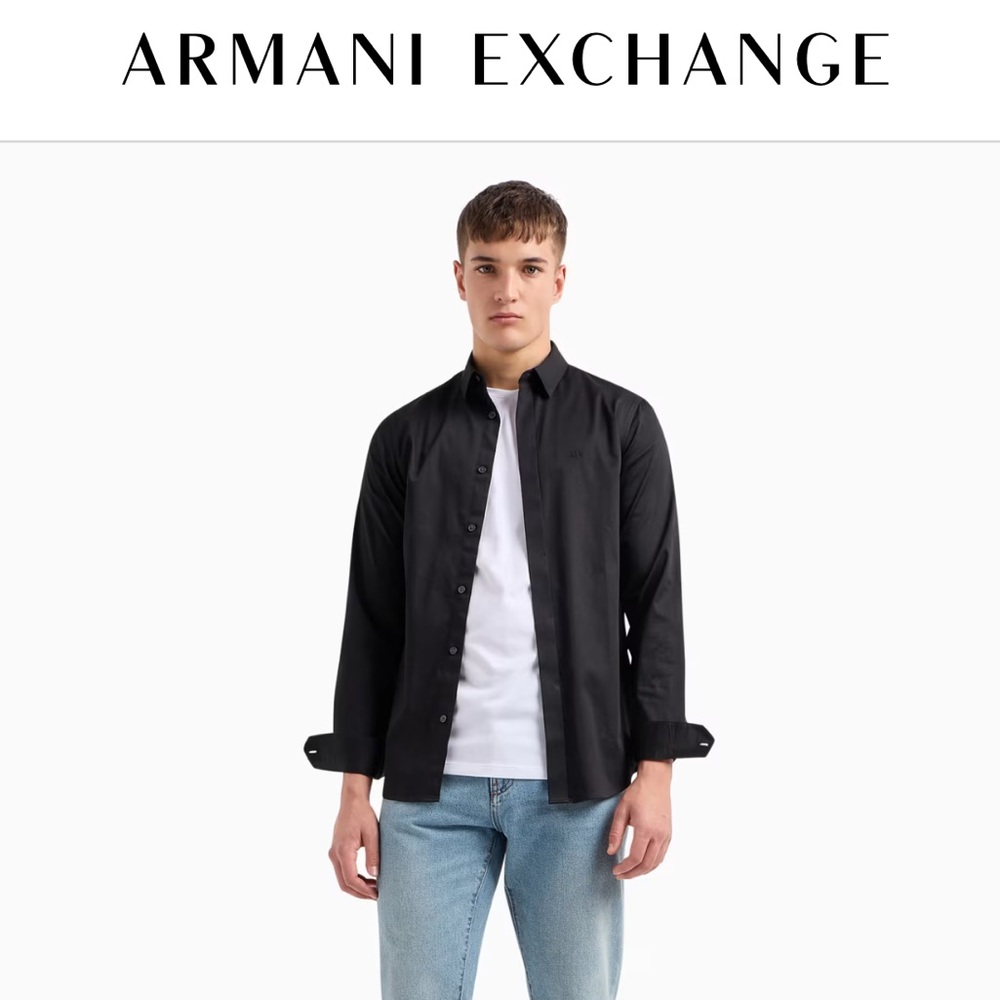 Armani Exchange Black Casual Button Down Shirt